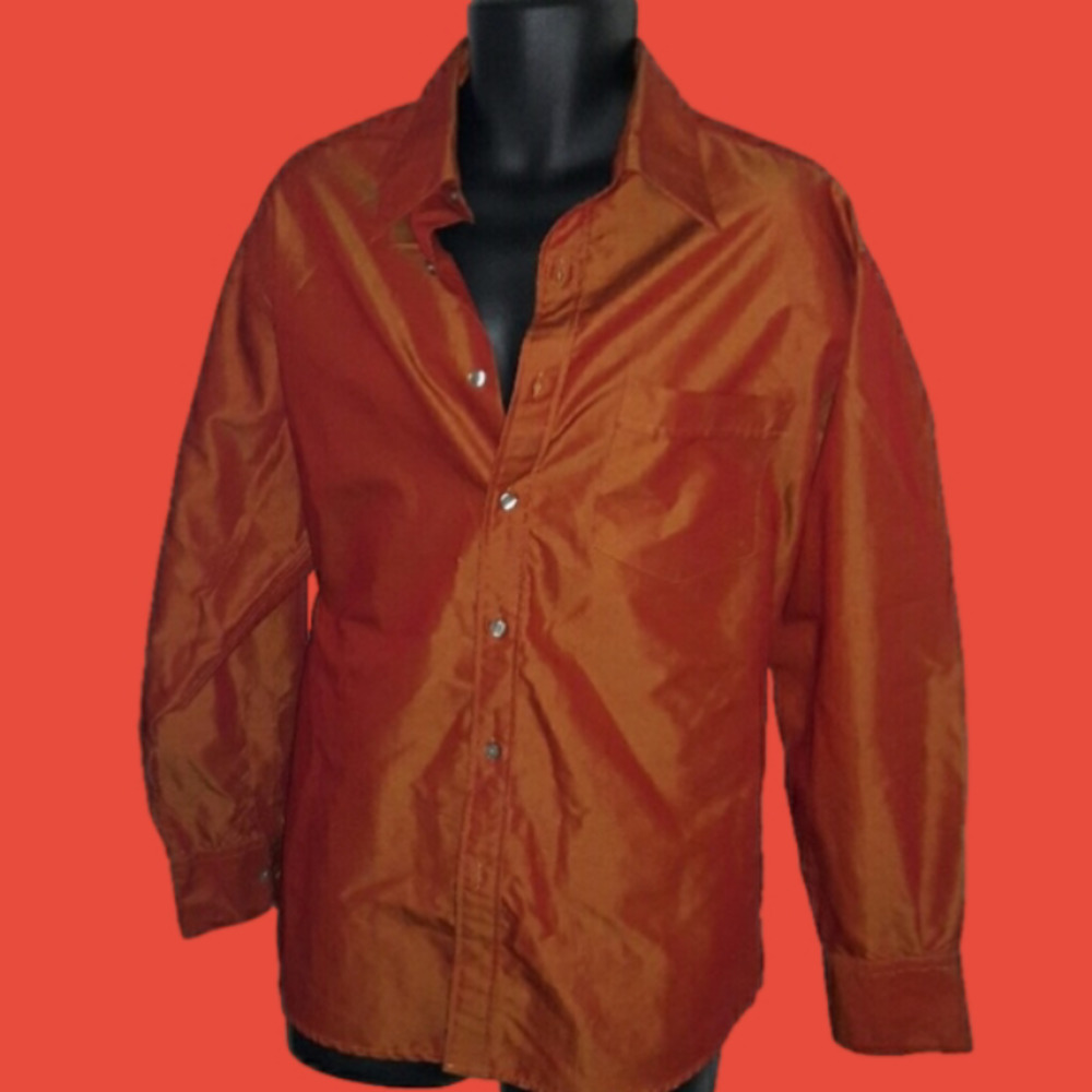 Claiborne Iridescent Orange Dress Shirt, L